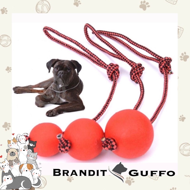 Mainan gigit tali bola karet lempar anjing dog rope rubber toy