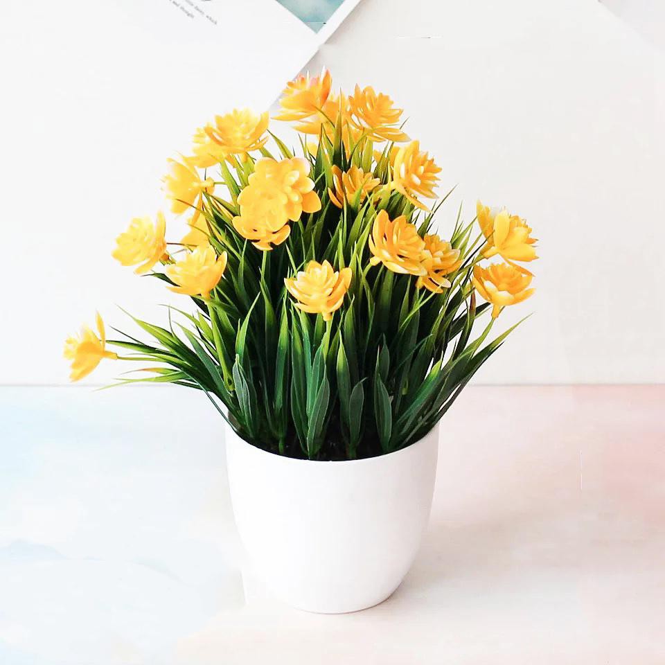 NM614 Bunga plastik / pajangan bunga Artificial / motif Rose  Vas Bulat-6