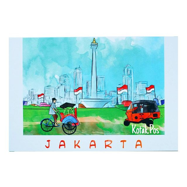 

Jakarta Landscape Kota Indonesia Postcard Kartu Pos Pemandangan Filateli Surat Perangko Unik Grosir