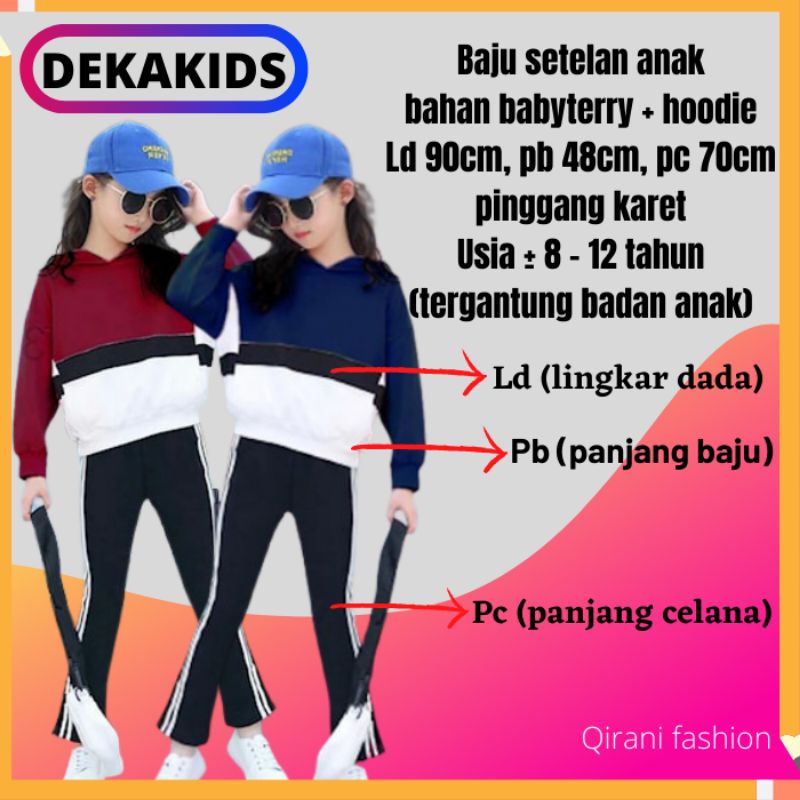 Pakaian Baju Set Setelan Stelan Setcel Hoodie Hodie Training Trening Olahraga Anak Perempuan Cewek K