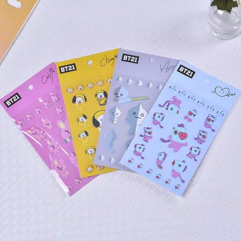 

Stiker Bubble Kartun 3D BTS bt21 untuk Handphone / Laptop Note Sticker Timbul DIY Kpop