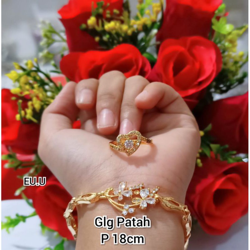 [BAYAR DITEMPAT] E-U GELANG PATAH MOTIF BUNGA PERMATA MEWAH TERBARU