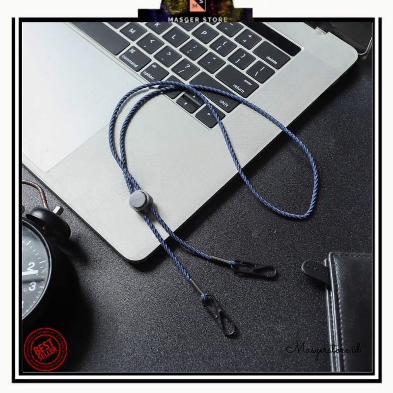 Kalung Masker Hijab 2in1 Strap Masker Elastis Stretchy Tali masker Kalung Strap Mask Hijab Strap Mask Premium-Ulir Stretch Navy