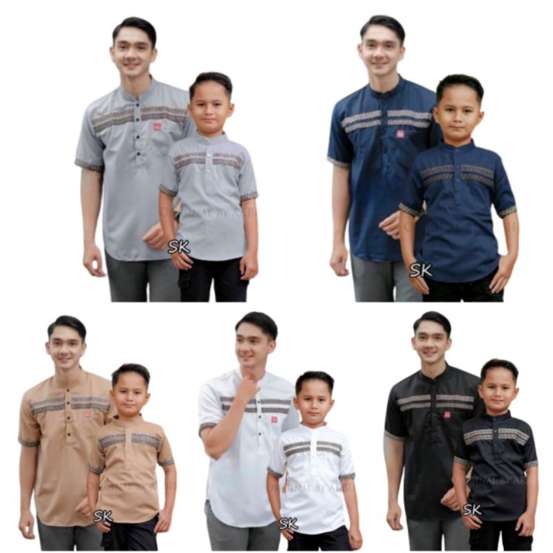 BAJU KURTA KEMEJA KOKO KEMKO PASANGAN COUPLE ANAK AYAH LENGAN PENDEK TERBARU ORIGINAL AGERA