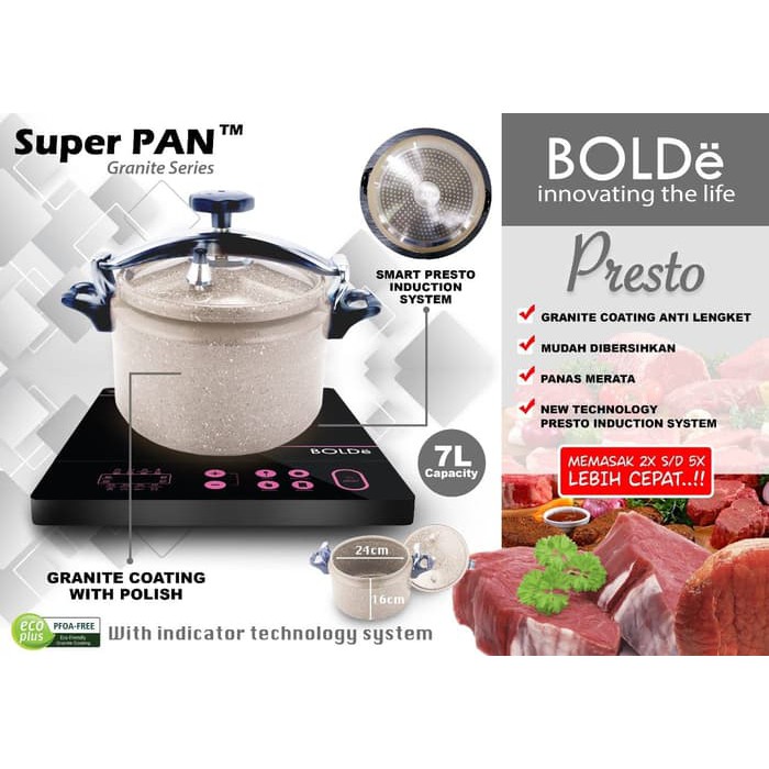 Panci Presto Original BOLDe bisa Kompor Induksi Super Pan Granite Series