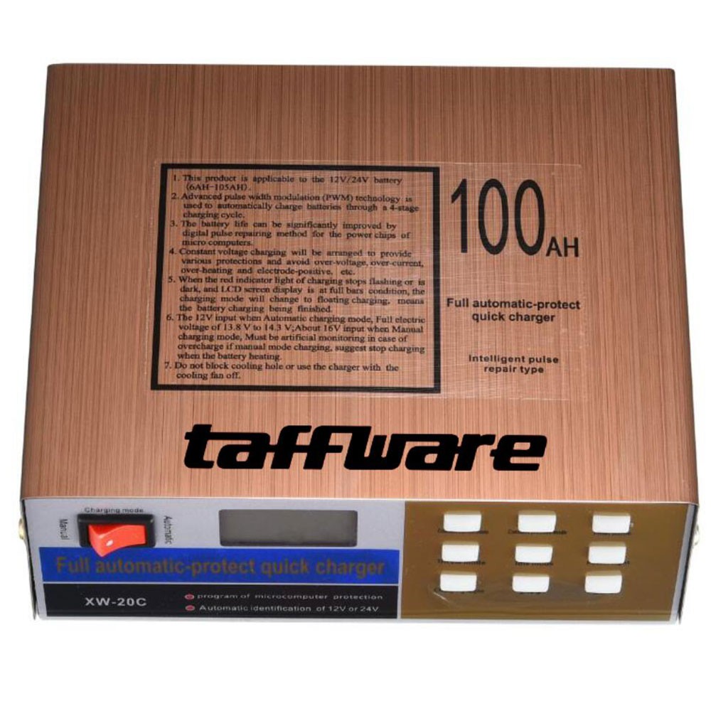 Taffware Charger Aki Mobil Lead Acid Smart Battery Charger 12V/24V 200AH - Golden