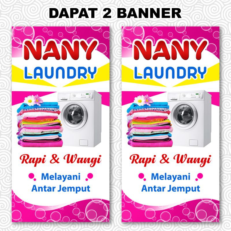 BANNER TOKO LAUNDRY CUCIAN SPANDUK TERMURAH PAKET 2 BANNER