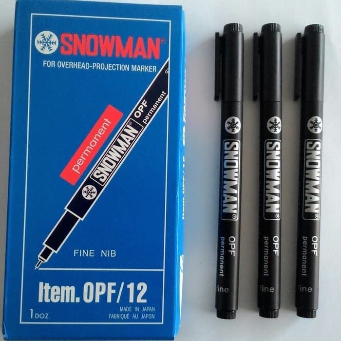 

NEW Ballpoint pulpen pen snowman OHP OPF / 12 proyektor mika fine - Hitam