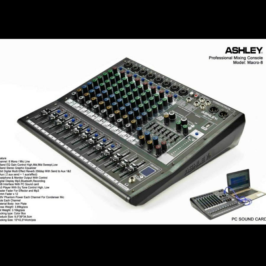 MURAH mixer audio Ashley MACRO8/MACRO 8 8CH USB-BLUETOOTH-RECORDING