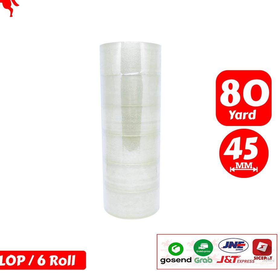 

【TERLARIS】 Lakban OPP Tape / Lakban Bening KSATRIA Tape 80 Yard (1 Slop) grosir