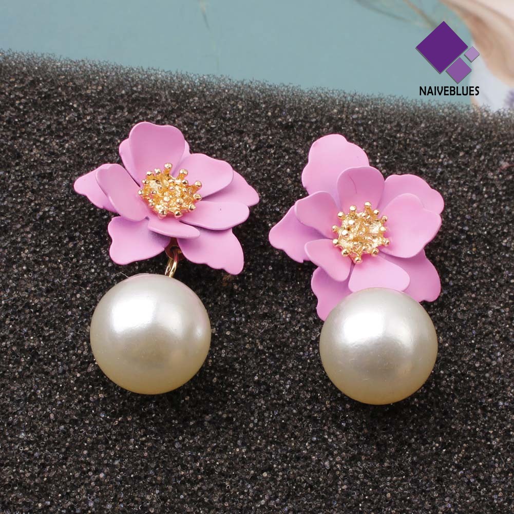 Anting Stud Dangle Mutiara Tiruan Bahan Resin Untuk Wanita