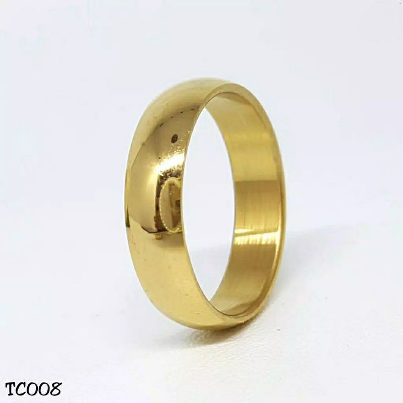 Fourfashion Cincin Couple Emas Gold - Perhiasan Titanium Stainless Steel - TC08