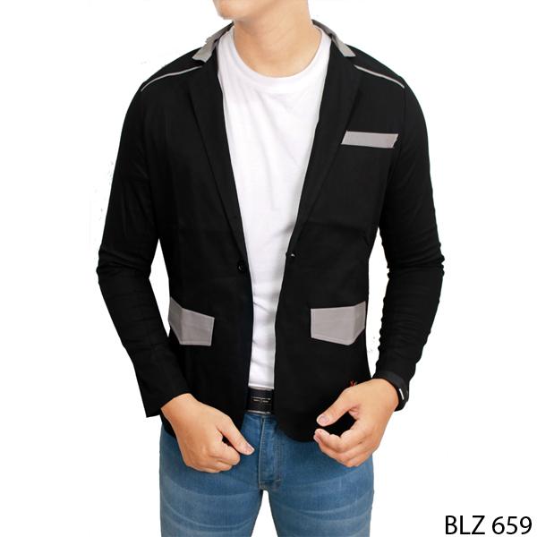 Blazer For Man Streetch Hitam Kombinasi - BLZ 659