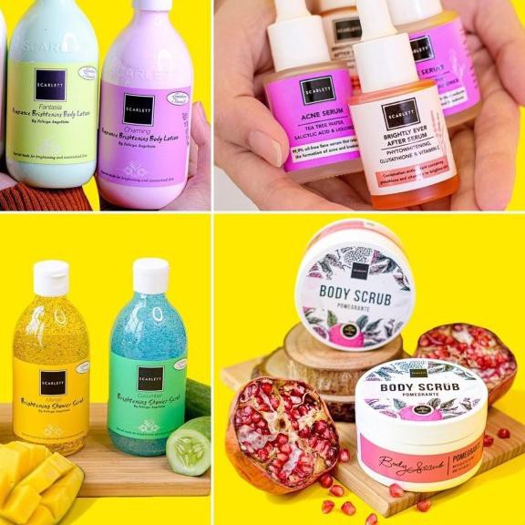 ➨ (Ready GLOWTENING) Scarlett Fragrance Brightening Body Lotion / Scrub / Serum / Face Wash / Cream