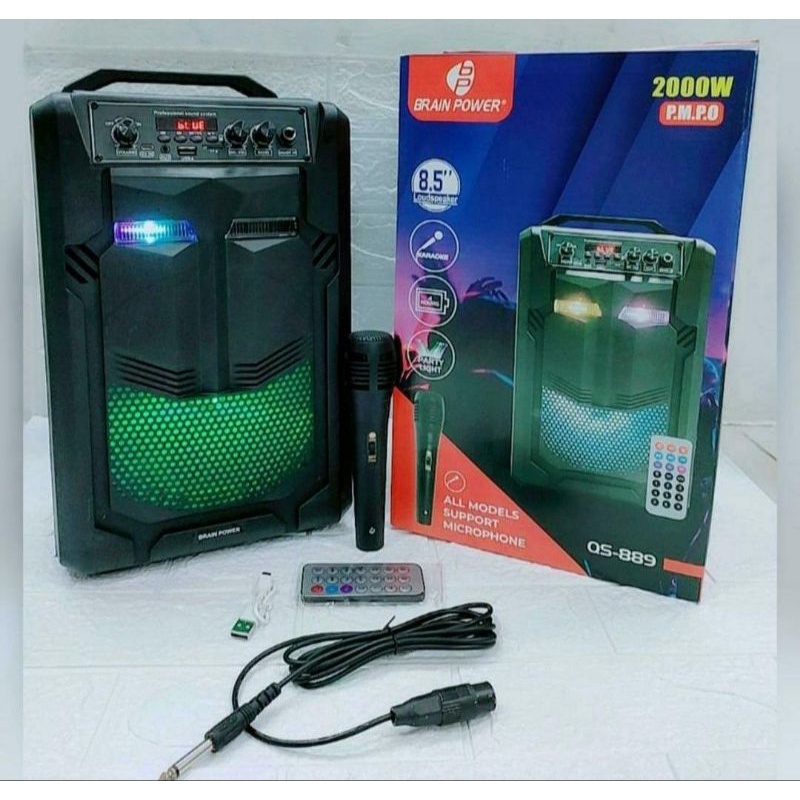 Speaker bluetooth wireless QS-889 8.5 inch Plus mic