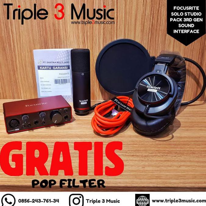FOCUSRITE SCARLETT SOLO STUDIO 2ND GENERATION PAKET RECORDING LENGKAP