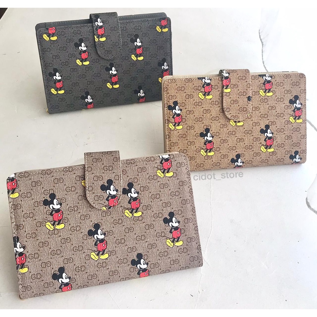 New HPO Dompet Wallet Lipat Motif MICKY MOUSE Muat Banyak Kartu Type HP Andro terbaru