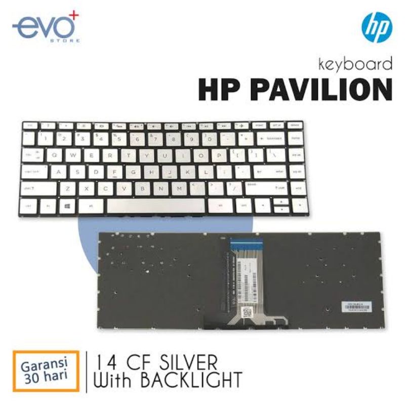 Keyboard HP 14s-cf2018TU 14s-cf0062TU 14s-cf0063TU 14s-cf0065TU 14s-cf0069TU Silver Backlight