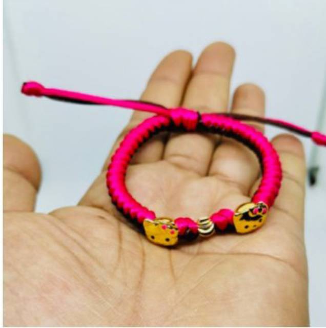 Gelang tangan wanita rajut tali //gelang serut //gelang rajut kombinasi lapis emas //perhiasan