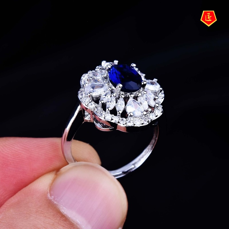 [Ready Stock]Elegant Luxury Natural Sapphire Ring