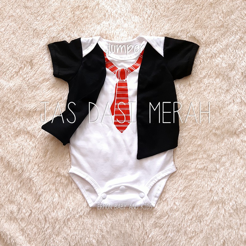 baju bayi jumper jas dasi merah