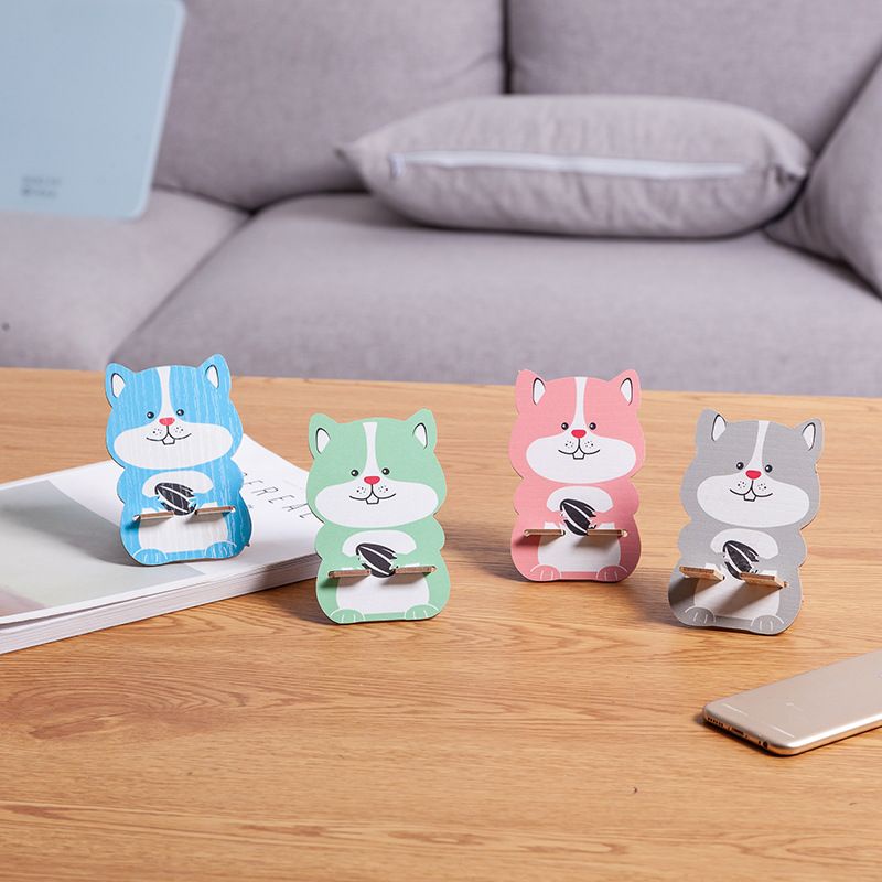 Stand Holder Phone Full Kayu Lucu Warna Warni Kucing dan Kelinci AH028 - ACS