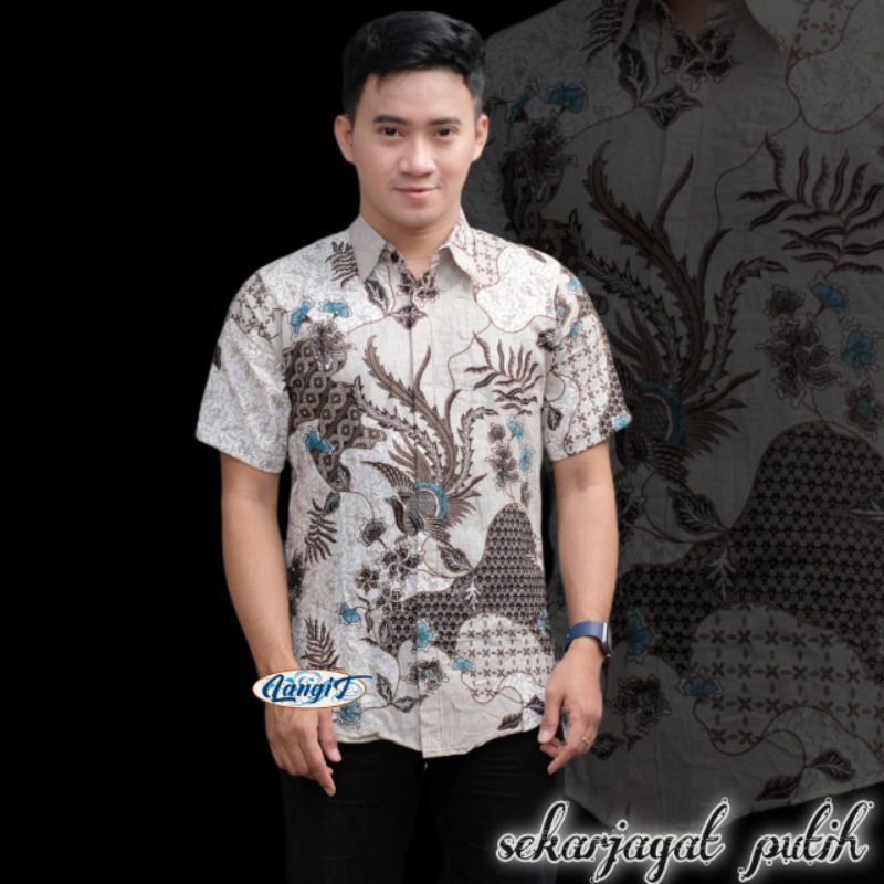 QUEENBUTIK/KEMEJA BATIK PRIA LENGAN PENDEK SIZE M L XL XXL  BSWART BatiK HRB026 Kenongo