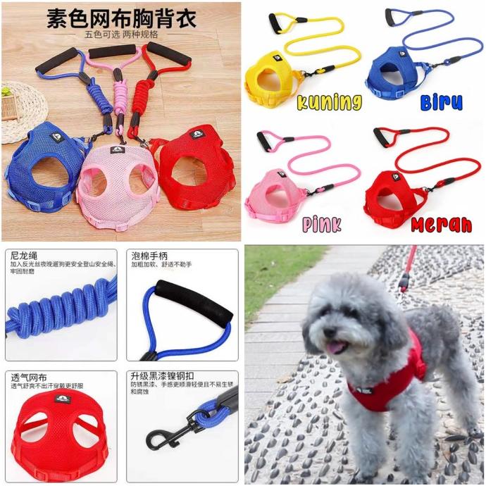Pet Harness Dog Cat Tebal / Rompi Anjing Kucing 1 Set + Tali Warna lynx67 Ayo Beli