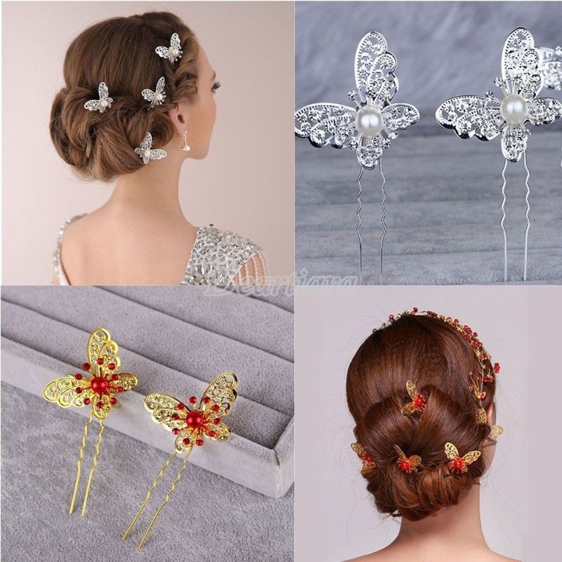 Hairpin Headress Hiasan Rambut Konde Kupu Kupu Butterfly Pesta Bride Bridemaid Pengantin Birthday