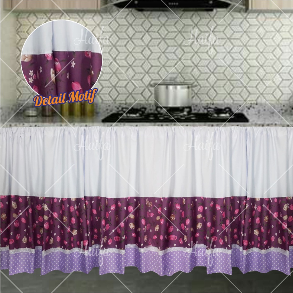 GORDEN KOLONG DAPUR SHABBY BUNGA POLKA / TIRAI DAPUR