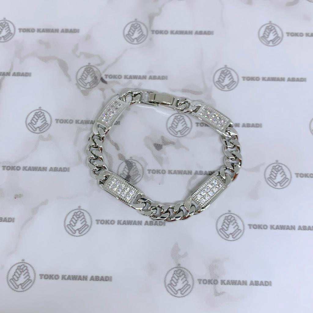 Xuping Silver Gelang Tangan Wanita Model Rantai Permata Double *73