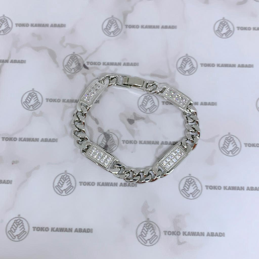 Xuping Silver Gelang Tangan Wanita Model Rantai Permata Double *73