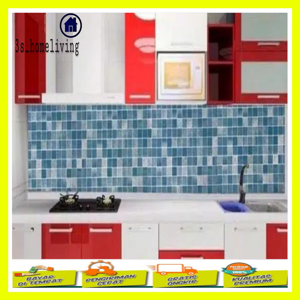 Stiker Dapur Biru Stiker Dapur Anti Minyak & Anti Panas Stiker Dapur Tahan Panas
