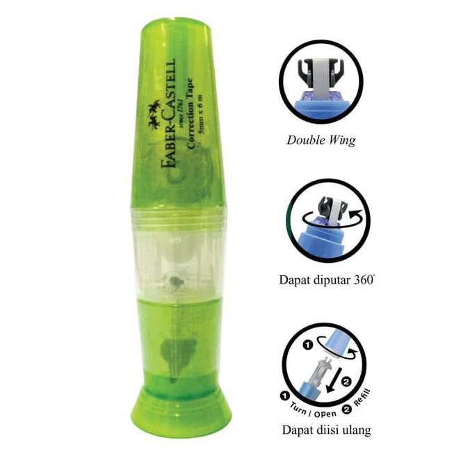 

HOT SALE Faber-Castell Correction Tape QAR 506 Green Barrel Terjamin