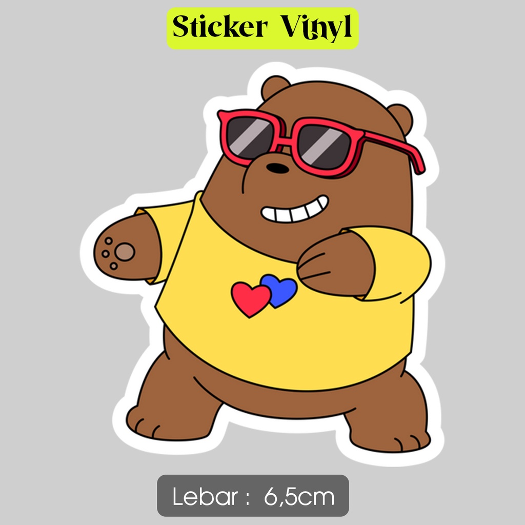 

Stiker We Bare Bears Grizz Dancing in Glasses Sticker Lucu Vinyl Satuaan Anti Air