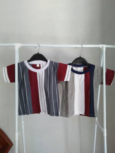 KAOS STRIPE SALUR BAJU ANAK BERKERAH