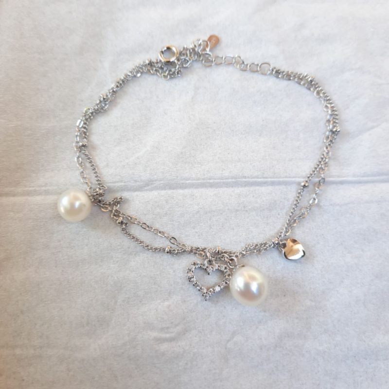 Gelang Kaki Mutiara Air Laut / Gelang Kaki perak 925 Mutiara Lombok