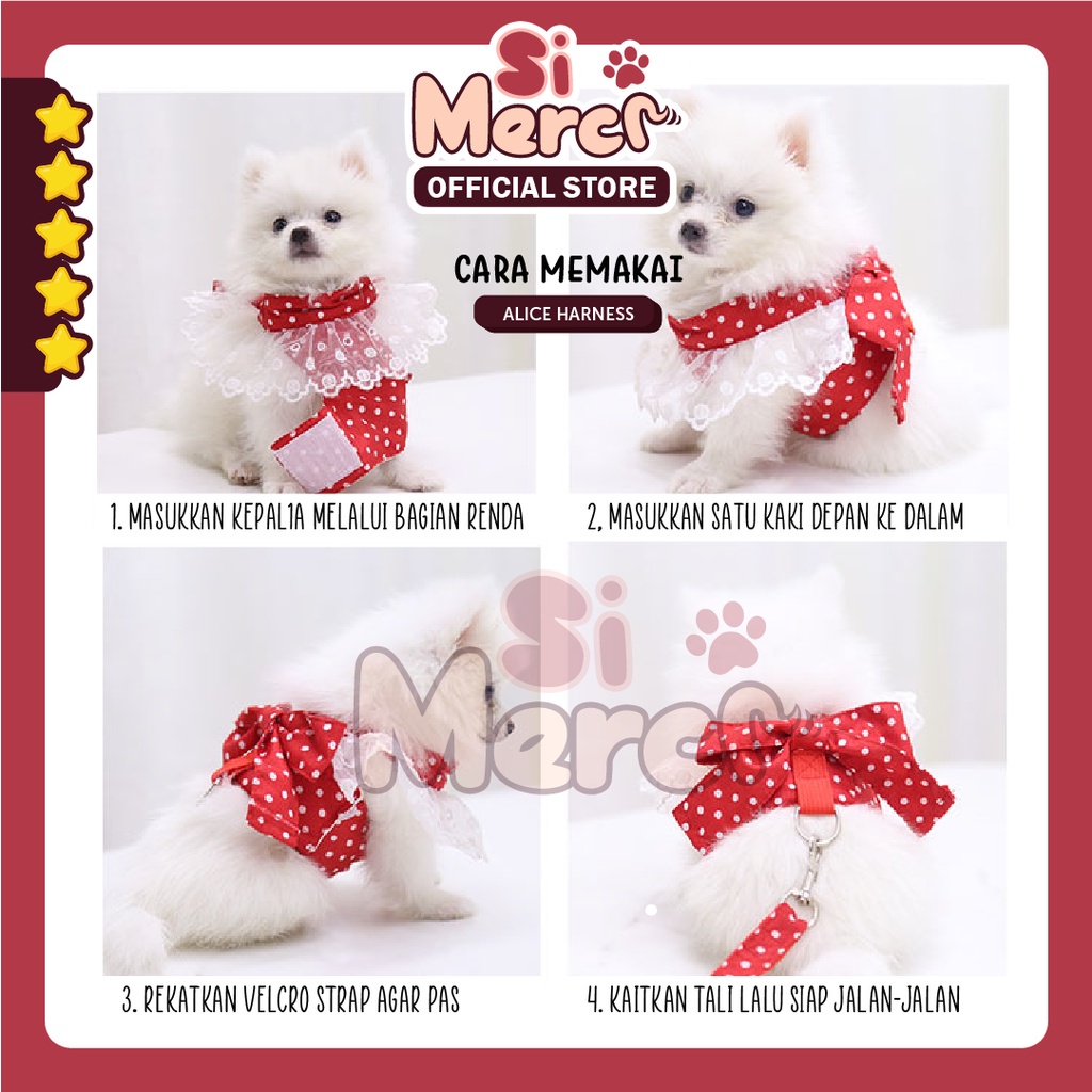 Alice Harness / Tali Anjing / Baju Anjing / Harness Baju Anjing Kucing/ Harness Premium Anjing / Harness Lucu Anjing Kucing