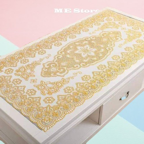 Taplak Meja Ruang Tamu Plastik PVC Tahan Air Oilproof Cover Meja Table Mat Besar