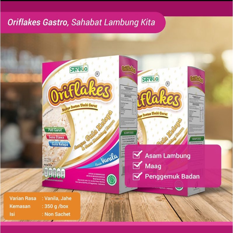 

ORIFLAKES Sereal Umbi Garut - Solusi Asam Lambung Rasa Vanilla 350 Gram