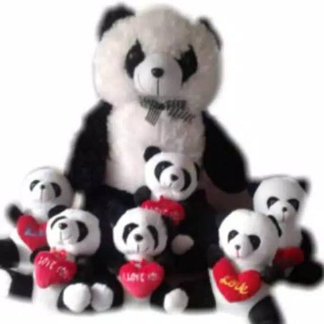 Boneka panda XL beranak 6 love SNI animal