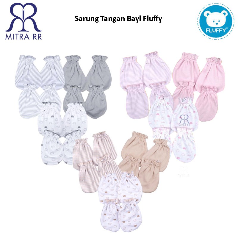 [3 PASANG] Sarung Tangan &amp; Kaki Karet Fluffy Newborn 0-3 Bulan