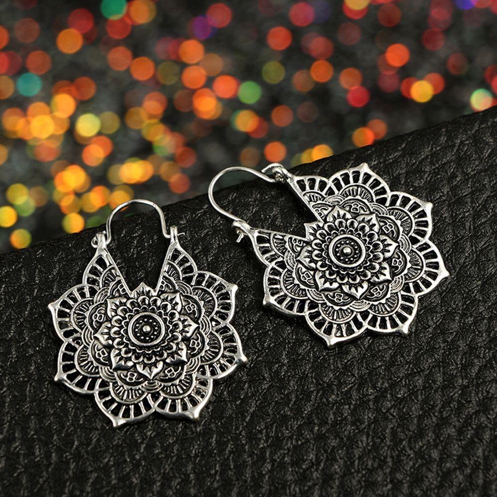 Lily Floral Earring Fashion Gypsy Tribal Mandala Bunga Liontin