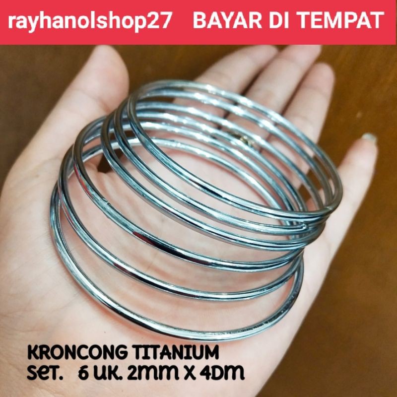 PERHIASAN WANITA DEWASA GELANG KERONCONG TITANIUM 6pcs-12pcs ANTI KARAT LAPIS EMAS SILVER-GOLD