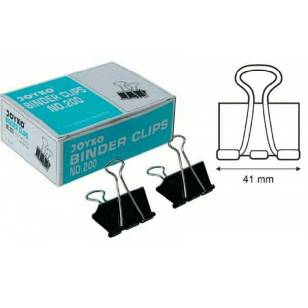 [Pak - 12 Buah] Joyko Binder Clip No. 200 / Penjepit 41 mm (12 pcs)