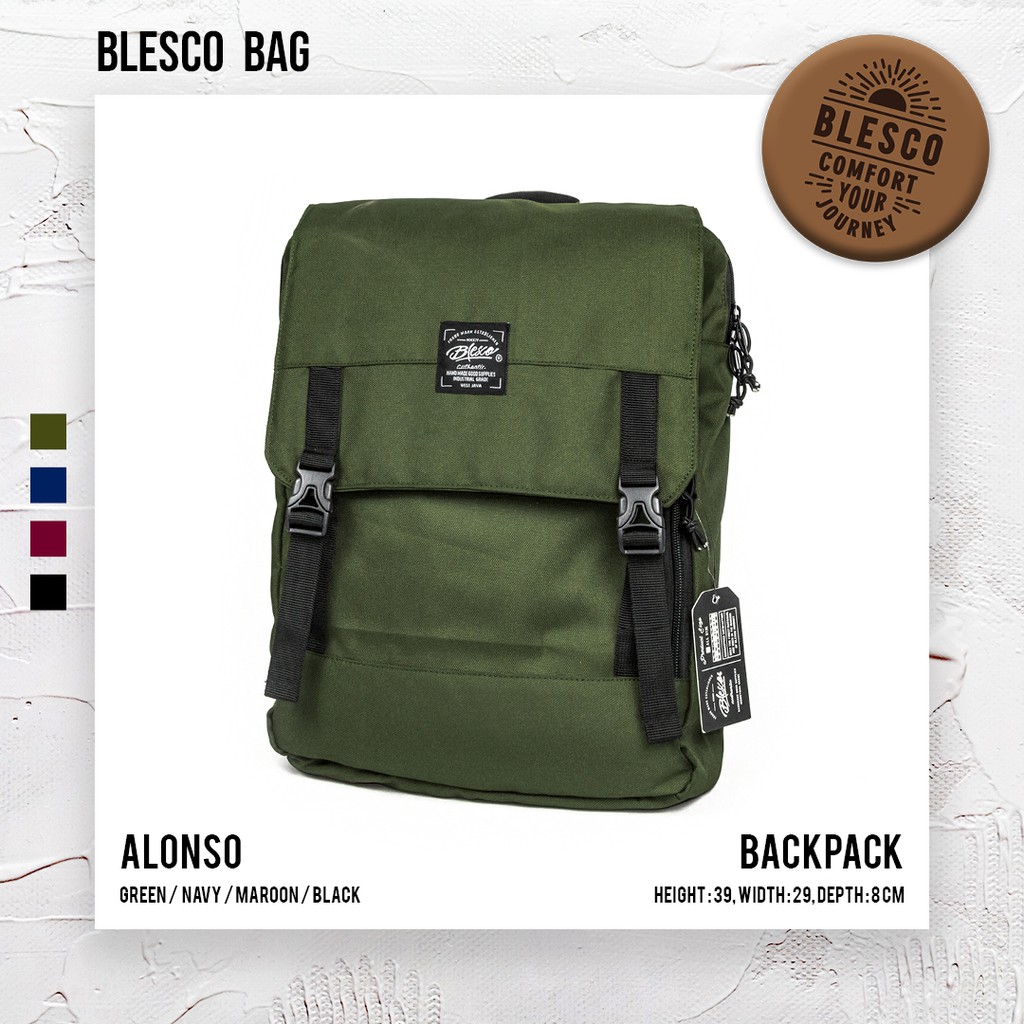 Tas Punggung Pria Warna Hijau - Blesco Alonso Tas Ransel Laptop 14 inch