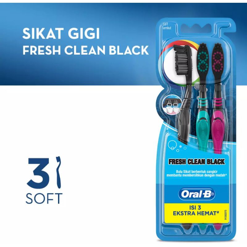 Sikat Gigi Oral B Fresh Clean Black Soft