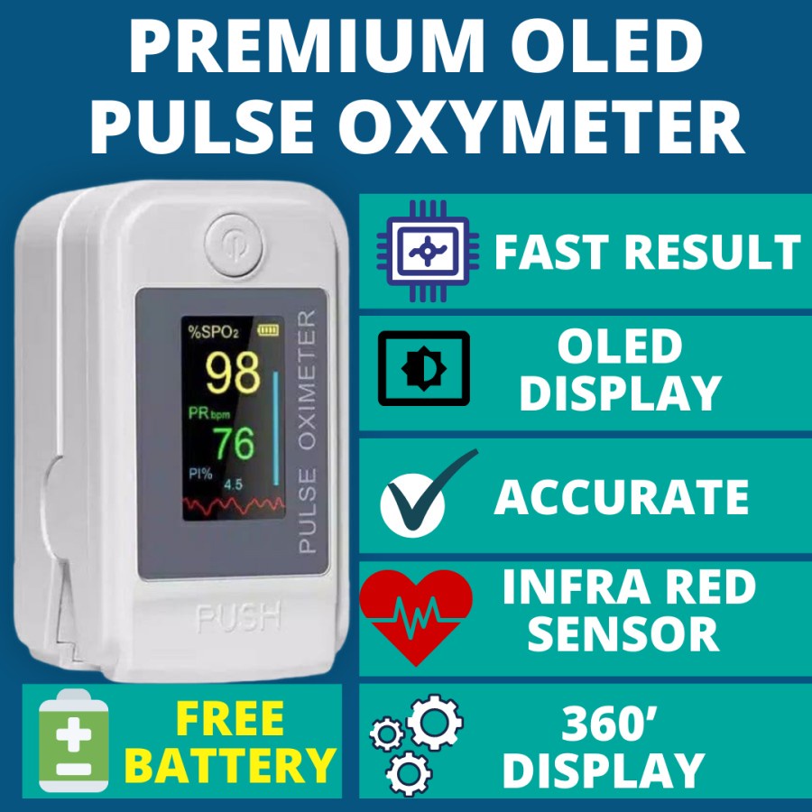 OXIMETER PULSE PREMIUM Alat Cek Detak Jantung / Ukur Kadar Oksigen Oxymeter PUTIH