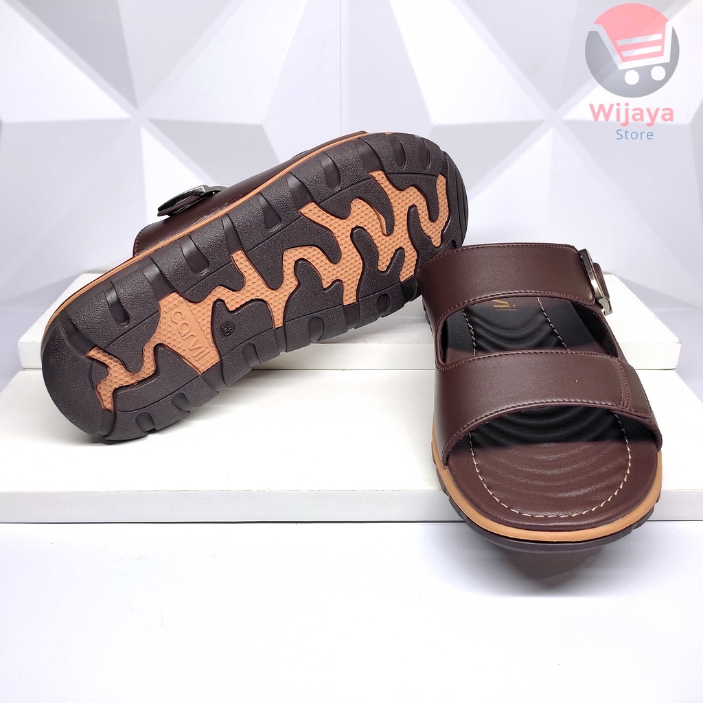 Carvil Sano Sandal Pria Sendal Kasual Casual Pria Laki-Laki Desain Trendy Kulit Sintetis Berkualitas MAESTRO