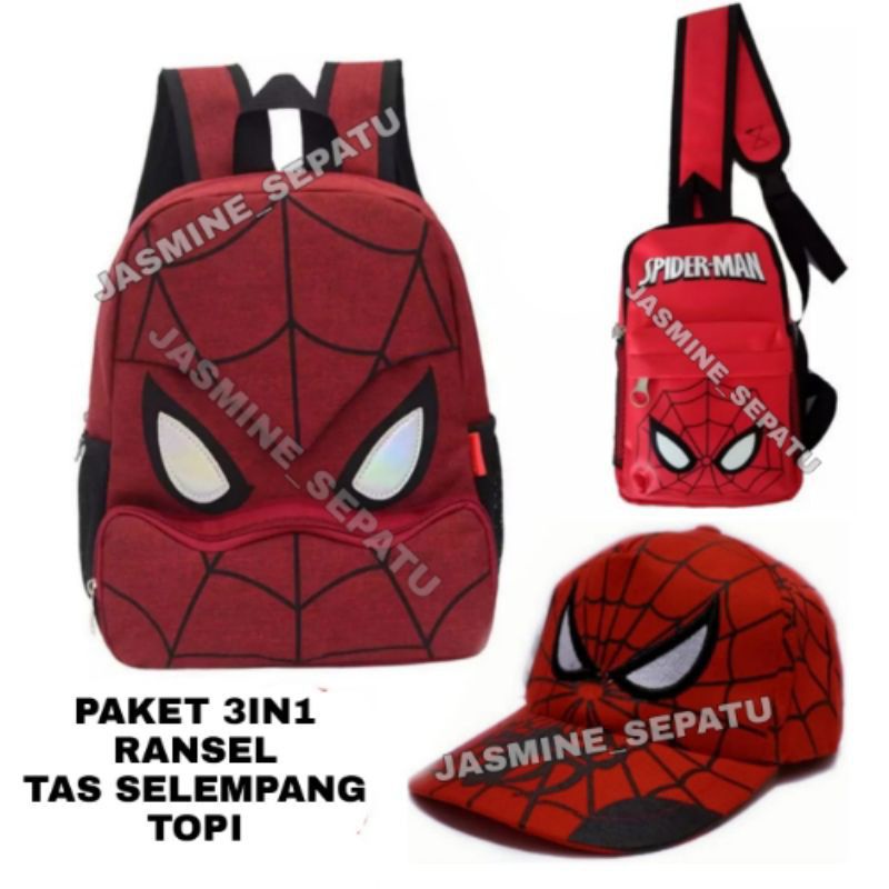 TAS RANSEL ANAK LAKI KARAKTER KARAKTER 3IN1 SPIDERMAN CAPTAIN  SUPERMAN